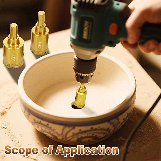 Diamond Hole Saw Tile Drill Bits,Dry/Wet Brazing Drill Hole Saw Kit,15pcs (6-50mm) Diamond Core Drill Bit Set for Ceramic, Glass, Tile, Gypsum, Marble, Granite