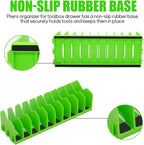 2 Pack Plier Orgainzer for Drawers, Tool Organizer Rack with Extendable Design & Non-Slip Rubber Base, Fits 3" H, 20 Slots Drawer Storage for Pliers, Wrenches, Screwdrivers and More,Green