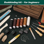 WONVOC Book Binding Kit, Book Making Kit, Bone Folder Tool for Paper Crafting, Awl Tool Bookbinding,Waxed Thread, Bookbinding Needles for DIY Bookbinding Crafts