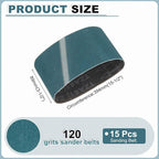 HARFINGTON 3-1/2 x 15-1/2 Inch Sanding Belts, 15 Pcs 120 Grit Zirconia Abrasive Belt Sander File Belt for Woodworking, Metal Polishing, Knife Sharpener