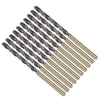 Drill Bit, 3mm Cutting Diameter, 4341 HSS Gold and Black 118° Cutting Angle Number Jobber Bits - (Applications: for Drilling Soft Metal Plastic Wood), 10-Pieces