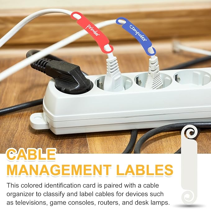 PATIKIL Cable Tags Flexible Cable Management Labels Cord Identification Tags, Wire Cord Markers for USB Computer Phone Charger Power - 20Pcs (White)