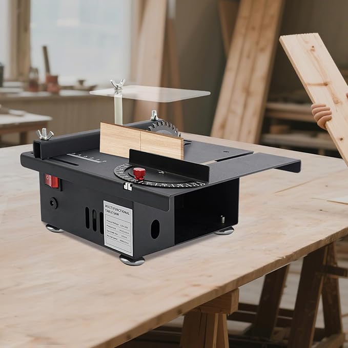 Table Saw Mini Precision Table Saws Crafts Woodworking Lathe Polishing Bench Portable Tabletop Saw Engraving Grinding High-Power Cutting Table Saw Upgraded Cutting Saw For DIY Crafts (7200RPM)