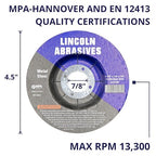 25 Pack Grinding Wheels 4.5" x 1/4" x 7/8" for Metal