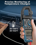 Clamp Meter DURFICST Digital Inrush Clamp Multimeter AC/DC 600A 6000 Counts Amp Voltage Tester with VFD, LOZ Mode，Measures AC/DC Current Voltage NCV Temperature Resistance Capacitance Frequency
