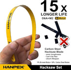 12in. High-Tension Hacksaw Frame with 10pcs Extra Bi-metal Blades, Hand Saw Suitable for Metal, wood, PVC, Carpentry