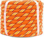 1/2in 50ft Double Braid Polyester Rope, 48 Strands, 5290lbs Breaking Strength, Orange Arborist Rigging Rope for Various Indoor Outdoor Use Hiking Camping Swing Sailing