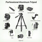Huepar Professional Laser Level Tripod, 60 Inch Adjustable Laser Level Stand, Suit for Heavy Duty Laser Levels, Point Lasers, Laser Distance Measures; 1/4" & 5/8" Thread Mount, Non-Slip Feet, TPD14B