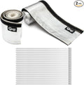 Heat Shroud Sleeve Aluminized 2 Pcs for Ultimate Heat Protection Hose Wire Shield 1-1/2''I.D. x 10FT, with 20 Pcs 7.8Inch Stainless Steel Cable Metal Zip Ties