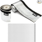 Heat Shroud Sleeve Aluminized 2 Pcs for Ultimate Heat Protection Hose Wire Shield 1-1/2''I.D. x 10FT, with 20 Pcs 7.8Inch Stainless Steel Cable Metal Zip Ties