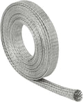 Tinned Copper Wire Shielding Sleeve, Expandable Ground Strap Wiring Braided Sleeving Metal Mesh Sheathing Cabling Wiring Protector (1/2inch - 45ft)