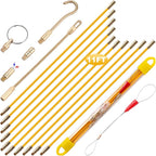 11' Fiberglass Running Electrical Wire Cable Pulling Fish Tape Kit with 5 Different Attachments and Fish Tape Tool in a Carrying Case