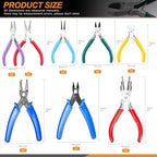 Jewelry Pliers Set - 9 Pcs, Long Nose, Round Nose, Diagonal Wire Cutter, End Cutting, Bail Making, Bead Crimping, Split Ring Plier