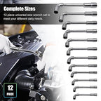 CNQLIS 12 Pcs L-Type Pipe Perforation Elbow Wrench Set, L Shaped Hex Socket Wrench Set, 6-20mm, Chrome Alloy Steel, 6 Point,Metric