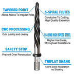 1/2” Bridge Construction Reamer Drill Bit, M2 HSS Taper Chucking Reamer for Steel Alloy Metal Wood Plastic, 1/2" Non-Slip Shank, 5-Spiral Flutes Car Reamer, to Align or Enlarge Holes, 12mm