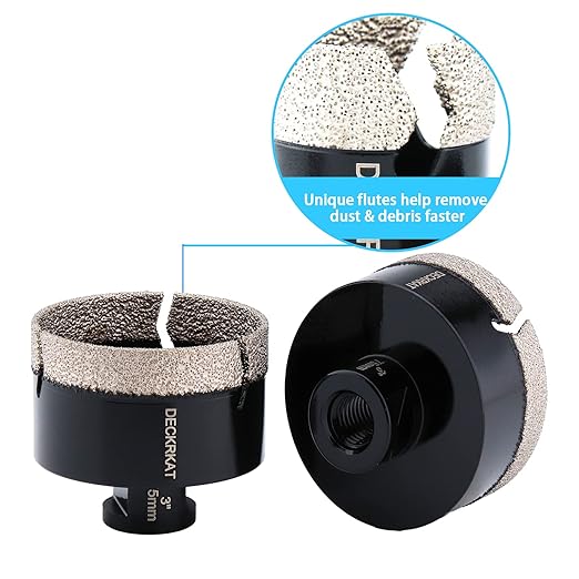 Diamond Hole Saw, 3" Hole Saw for Tiles Granite Marble Ceramic Glass Porcelain, 75mm Core Drill Bit with 5/8-11 Thread and 3/8” Hex Shank Adapter for Angle Grinders & Drills