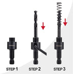 Heavy Duty Quick Change Hole Saw Mandrel, 7/16-Inch and 3/8 Inch Hole Saw Arbor with 3Pcs Central Drill/2PCS Hex wrench/2Pcs Spring