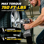 Cordless Impact Wrench 1/2" Compatible with DeWalt 20v Battery, 750 Ft-lbs High Torque Impact Driver with 6Pcs Sockets & Storage Case, Brushless Electric Impact Gun with 4-Speed & LED Light(Bare Tool)
