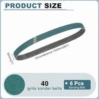 HARFINGTON 2 x 60 Inch Sanding Belts, 6 Pcs 40 Grit Zirconia Abrasive Belt Sander File Belt for Woodworking, Metal Polishing, Knife Sharpener