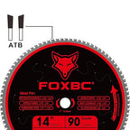 FOXBC 14 Inch Stainless Steel Metal Cutting Saw Blade 90 Tooth for Evolution 14 Inch Metal Saw and Other Low RPM saws, Cermet Carbide Up to 5X Longer Life