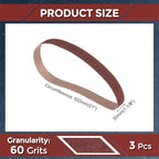 3 Pcs Sanding Belts 1-1/8 x 21 Inch 60 Grit Aluminum Oxide Abrasive Sandpaper for Belt Sander Metal Grinding Wood Working Weld Rust Removal