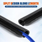 Sasylvia 1/4" x 150 ft Split Wire Loom Tubing Automotive Wire Loom Assortment Split Cable Sleeves Bulk Flexible Electrical Conduit Protective Kit