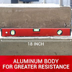 PROMAKER 18 inch Level, Magnetic Level with 180° 90° 45° bubbles, Shock Resistant, Aluminum Body, Level Tool with Overhead Viewing for Comfortable read PRO-NV030