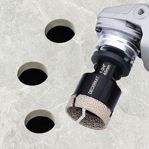 Diamond Hole Saw, 1-3/4" Hole Saw for Tiles Granite Marble Ceramic Glass Porcelain, 45mm Core Drill Bit with 5/8-11 Thread and 3/8” Hex Shank Adapter for Angle Grinders & Drills