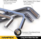 Long Arm Hex Key Allen Wrench Set with Ball End, Ball-End Hex Key Metric/Imperial, Allen Wrench Chrome Vanadium Steel(Cr-V), Tamperproof TORX L- Key Set (18-Piece)