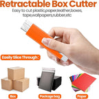 Lasnten 48 Pieces Box Cutters Bulk Retractable Cardboard Cutter Single Edge Handy Mini Box Knife Razor Blade Cutter Iron Body Utility Knife for Paper Packages Letter(Orange)