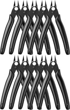 BOENFU Small Wire Cutters 10 Pack Precision Wire Cutters 5 Inch Flush Cutters Zip Tie Cutters Small Side Cutter for Jewelry Making, Electronics, 3d Print, Plastic Models, Black