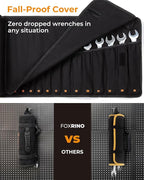 Wrench Roll, Wrench Roll Up Pouch, Gifts for Men Father Dad Mechanic, Heavy Duty Canvas Wrench Organizer Bag (Black, 19+1 Metric)