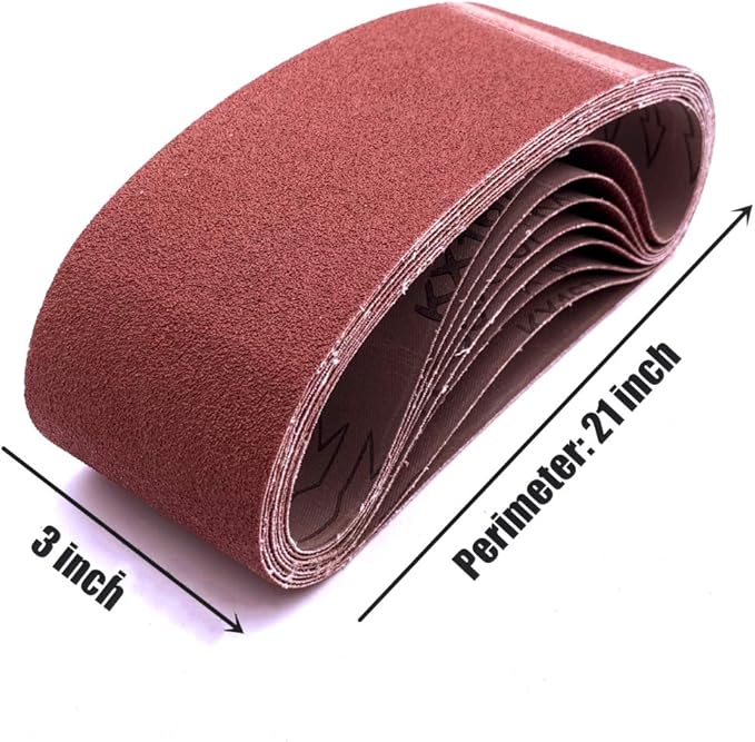 3-Inch x 21-Inch Belt Sander Paper,40 Grit Aluminum Oxide Sanding Belt,12 Pack (3x21in, 40 Grit)