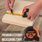 LICHAMP Tape Measure 25 ft, 6 Pack Bulk Easy Read Measuring Tape Retractable with Fractions 1/8, Multipack Measurement Tapes 25-Foot by 1-Inch, C6OG