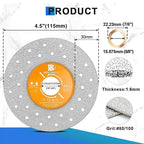 Rock Slab Grinding Disc - 4.5 inch Glass Cutter Disc (10pcs), Granite Cutting Disc, Diamond Grinder Wheel for Rock Slab, Stone, Tile, Marble, Granite, Glass Diamond Cutting Discs