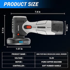 Brushless Angle Grinder Tool, Cordless Mini Angle Grinder Brushed with 2pcs 16.8V 2000mAh Battery 5-Cutting Discs, Power Angle Grinder for Wood Metal Stone Concrete