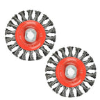 2 Pieces - 4 Inch Twist Knotted Wire Wheel Brush for Grinders and Angle Grinder - 5/8 Inch-11 Threaded Arbor - 0.020 Inch Carbon Steel Wire - Heavy-Duty Conditioning for Metal - 4" x 5/8-Inch | 11 UNC