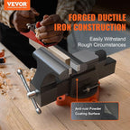 VEVOR Bench Vise, 6-inch Jaw Width 5.9-inch Jaw Opening, 360-Degree Swivel Locking Base Multipurpose Vise w/Anvil, Heavy Duty Ductile Iron Workbench Vise w/Bolts & Nuts, for Drilling, Pipe Cutting