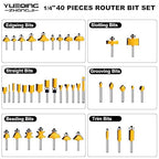 Router Bit Set of 40 Pieces Router bits 1/4 Inch Shank 40pcs Expert Router Bit Kit C3 Alloy Blade Router bits for Precision Carving and Versatile Applications
