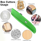 Reginary 20 Pcs Box Cutter Bulk Retractable Utility Knife Heavy Duty Aluminum Alloy Razor Knife for Cardboard Box Carton Opener for DIY, Factory, Home Office(Red, Yellow, Blue, Green)