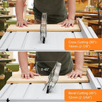 10 Inch Table Saw with Stand, 15 Amp 5000RPM Portable Table Saw, 90°Cross Cut & 0-45°Bevel Cut, Adjustable Depth, Multifunctional Saw for Woodworking, Metal, Plastic, Grey