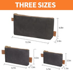 Canvas Zipper Pouch, 3 Pack Small Tool Pouch Organizer, Heavy Duty 16OZ Waxed Canvas Mini Zipper Bag Pouch, 5.7/6.7/12.3 Inch Tool Multipurpose Water Resistant Storage Pouches