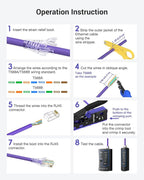 VCELINK Ethernet Crimping Tool Kit 53-in-1 for CAT7/CAT6A/CAT6/CAT5E/CAT5, RJ45 Crimp Tool Set with an Ethernet Crimper, Cable Tester, Wire Stripper,25 RJ45 connectors and strain relief boots-Blue