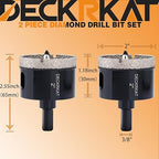 2 Inch Diamond Hole-Saw Bits with Pilot Drill Bit - 2pc 2" Diamond Tipped Tile Hole Saws with Guiding Bit Accurate Drilling for Porcelain Tile Ceramic Pottery Granite Stone Glass Bottles 50mm