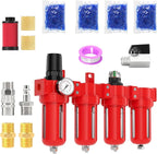 1/2" NPT Industrial Grade 4 Stage Aluminum Air Drying System, Coalescing Filter, Double Particulate Filter, Desiccant Dryer and Air Regulator,Manual Drain For Plasma Cutter and Paint Spray
