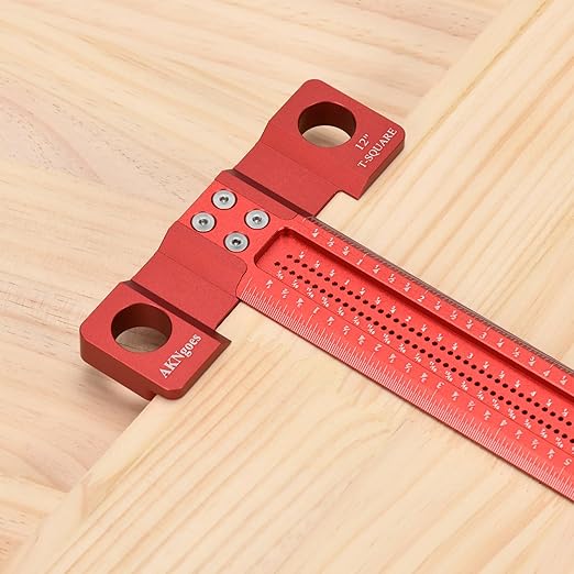 Woodworking Scriber T-Square Ruler 12in with Thoughtful Support Lips, Architect Ruler for Carpenter Work, Layout and Measuring Tools…