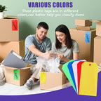 1000 PCS Plastic Shipping Tags with Wire, Waterproof Labeling Tags for Luggage, Inventory & Shelf, 5 Colors (Red, Yellow, Blue, Green, White), 4.72"x2.36", Includes 4 Markers and 1000 Iron Wires