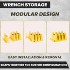 40PCS Modular Wrench Organizer Wrench Holder - Wrench Tool Organizers for Tool Drawer Storage, Wrench Storage Set with Metric & SAE Label, Wrench Rack Tool Gift for Professional Mechanics, Yellow