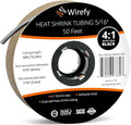 Wirefy 5/16" Heat Shrink Tubing - 4:1 Ratio - Adhesive Lined - Resistant Heat Shrink - 50 Feet Roll - Black