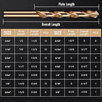 Cobalt Drill Bit Set, 100Pcs M35 High Speed Steel Jobber Length Drill Bit Kit for Hardened Metal, Stainless Steel, Cast Iron, Wood and Plastic, with Index Storage Case, 3/64"-3/8"